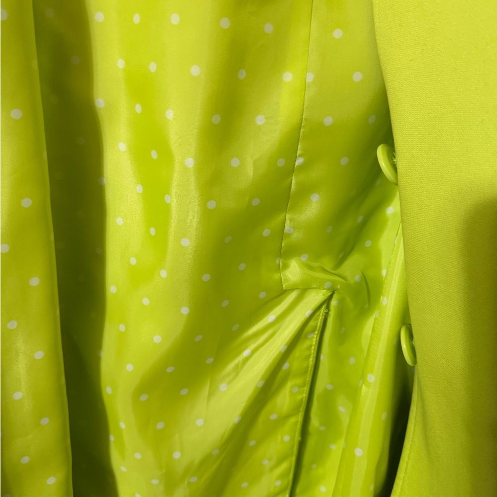 Evan Picone Lime Green Button-Front Trench Coat - Picture 5 of 11